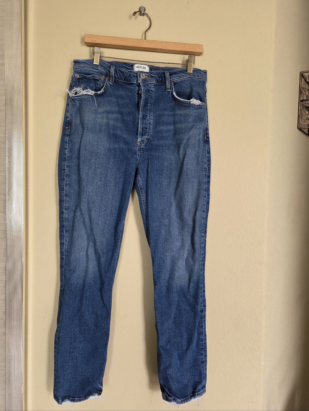 Agolde Riley Long Blue Jeans Lyocell Organic Cotton Straight Slim Skinny